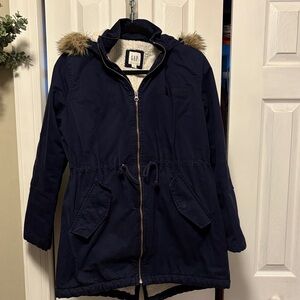 GAP Navy and White Sherpa Jacket